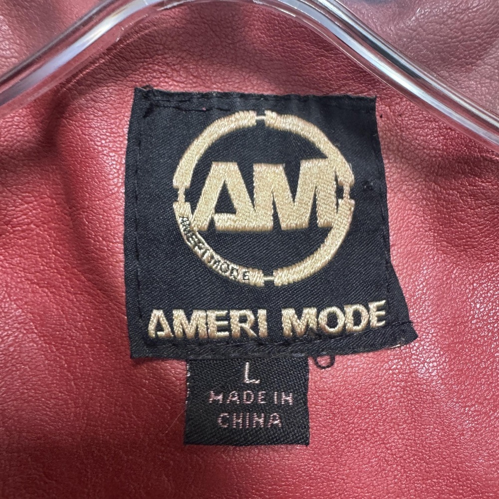 Ameri Mode Jacket Womens Large Red Faux Leather E… - image 6